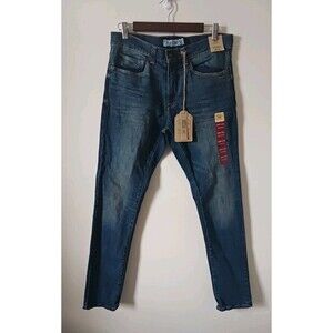 True Craft Mens Blue Jeans Tapered Mid Rise Straight Leg Size 30x32